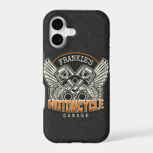 Custom NAME Pistons Wings Motorcycle Biker Garage