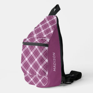 Custom Name Plaid Pattern Sling Bag