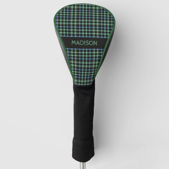 Custom Name Plaid / Tartan Pattern Golf Head Cover (Front)