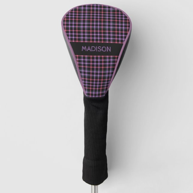 Custom Name Plaid / Tartan Pattern Golf Head Cover (Front)