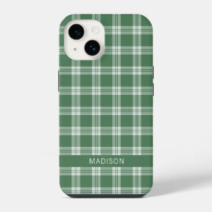 Custom Name Plaid / Tartan Pattern iPhone 14 Case