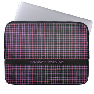 Custom Name Plaid / Tartan Pattern Laptop Sleeve