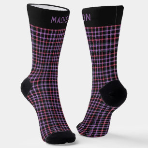 Custom Name Plaid / Tartan Pattern Socks