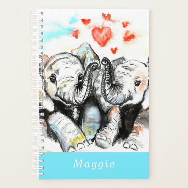 Custom Name Planner with Couple Elephant (Front)