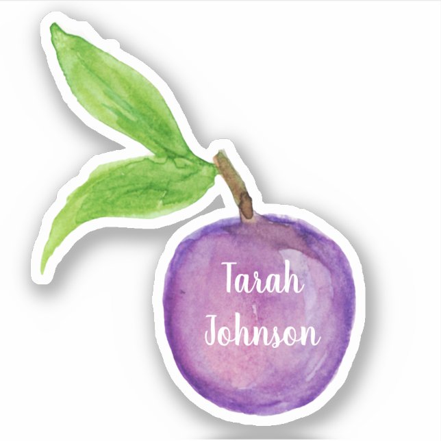 Custom Name Plum Fruit Sticker (Front)