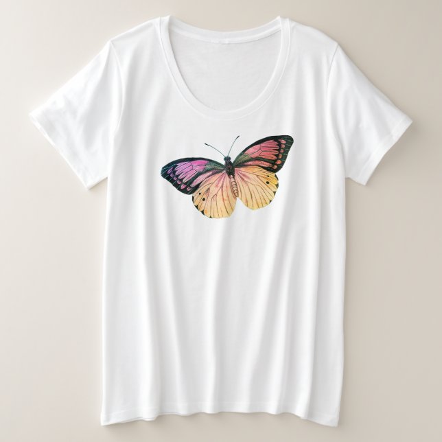 CUSTOM NAME PLUS SIZE T-SHIRT WITH BUTTERFLY (Design Front)