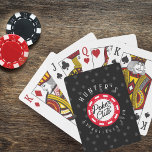 Custom Name Poker Club Game Night Black & Red Playing Cards<br><div class="desc">Customised poker club game night poker design playing cards. The design features a black background with card suit pattern background. A red poker chip design emblem in the middle with "Poker Club" designed in a stylish script and personalised with name and established year. Perfect for a guy's night poker party...</div>