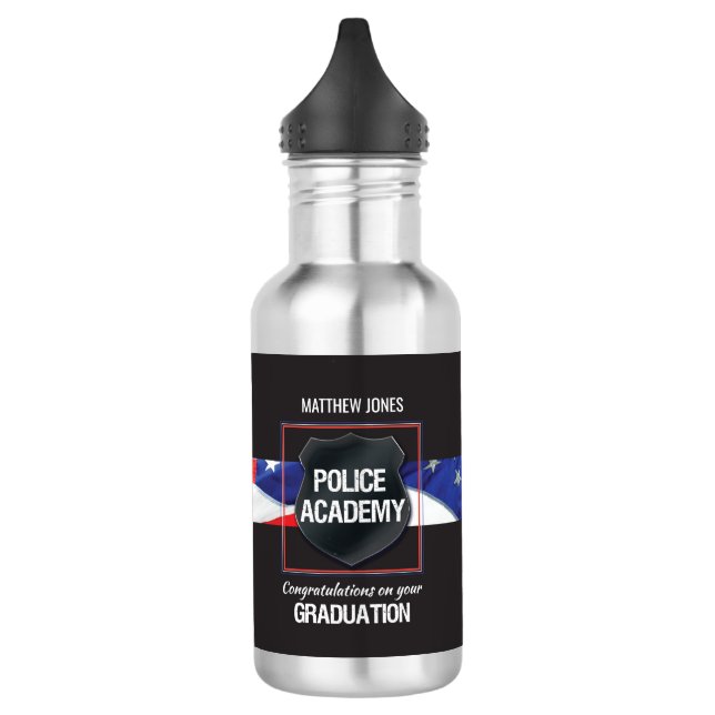 Custom Name, Police Academy Graduation 532 Ml Water Bottle (Left)