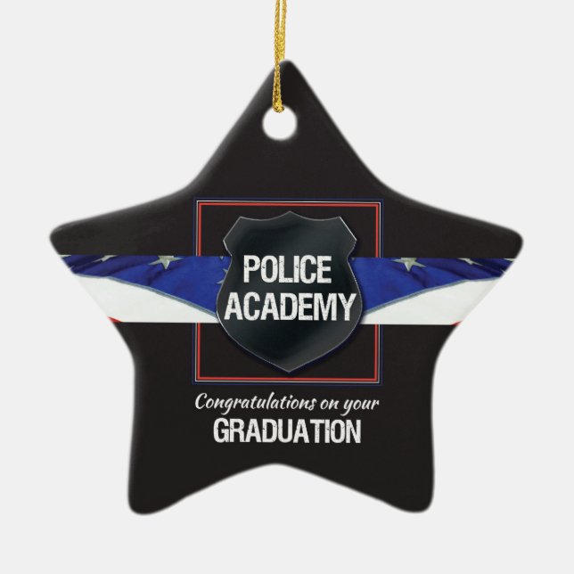 Custom Name, Police Academy Graduation Ceramic Tree Decoration (Front)