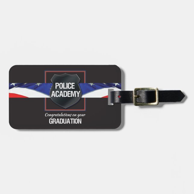 Custom Name, Police Academy Graduation Luggage Tag (Front Horizontal)