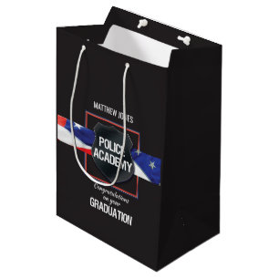 Custom Name, Police Academy Graduation Medium Gift Bag