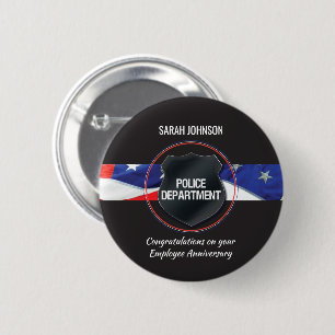 Custom Name, Police Employee Anniversary 6 Cm Round Badge