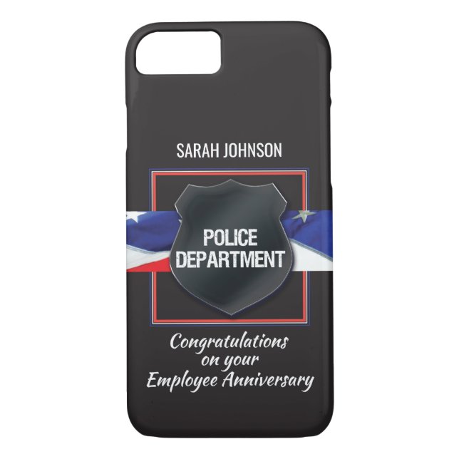 Custom Name, Police Employee Anniversary Case-Mate iPhone Case (Back)