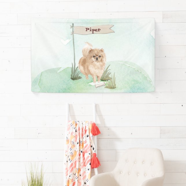 Custom Name Pommeranian Pet Dog Banner (Insitu)
