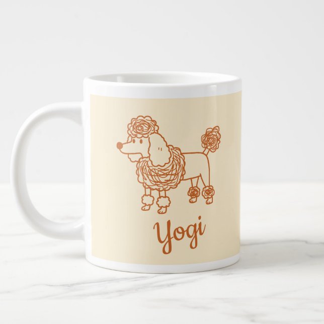 Custom Name Poodle Ornament – Handdrawn Dog Gift Large Coffee Mug (Left)