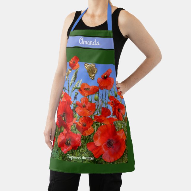 Custom Name Poppy Field Apron (Insitu)