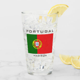 Custom Name Portugese Flag Glass