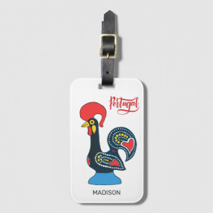 Custom Name Portugese Rooster Luggage Tag