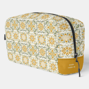 Custom Name Portugese Tiles Pattern Dopp Kit