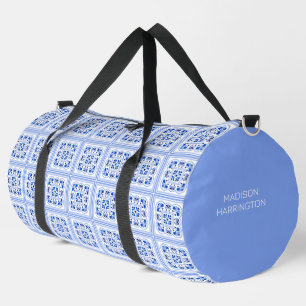 Custom Name Portugese Tiles Pattern Duffle Bag