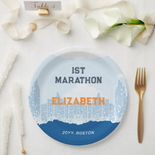 Custom Name Post Marathon Celebration Party Paper Plate