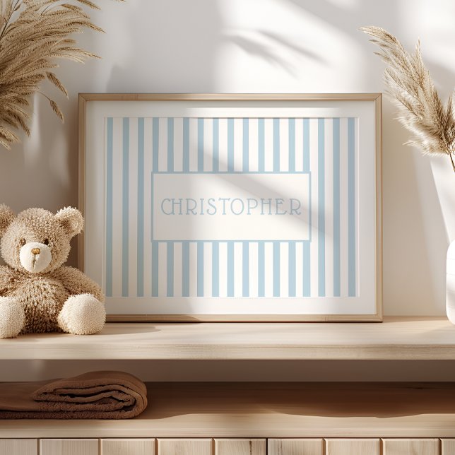 Custom Name Poster Soft Blue Boys Nursery Art (Creator Uploaded)