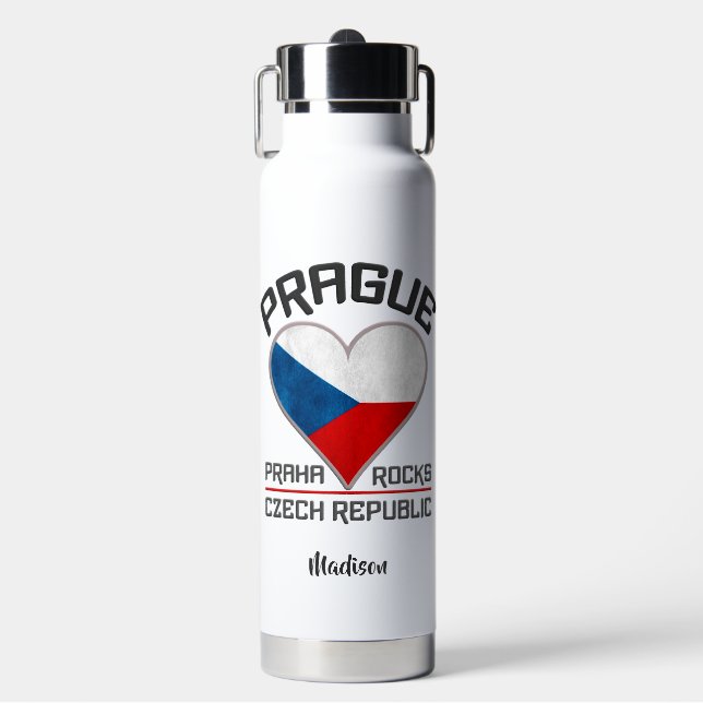 Custom name PRAGUE Water Bottle (Front)
