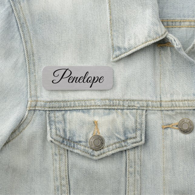 Custom Name Premium Brushed Silver Metal Textur Tag (In Situ)