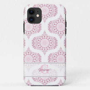 Custom Name Pretty Pink 70s Confetti Lace Mandala Case-Mate iPhone Case