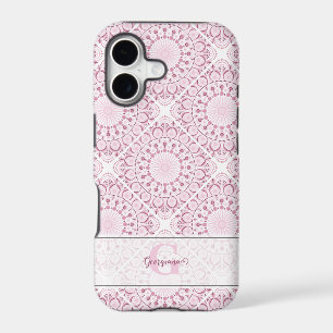 Custom Name Pretty Pink Confetti Lace Mandala Tile