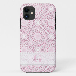 Custom Name Pretty Pink Confetti Lace Mandala Tile Case-Mate iPhone Case