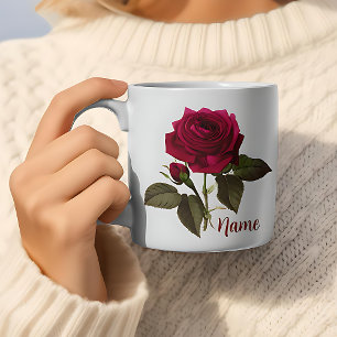 Custom Name Pretty Rose Flower Coffee Mug
