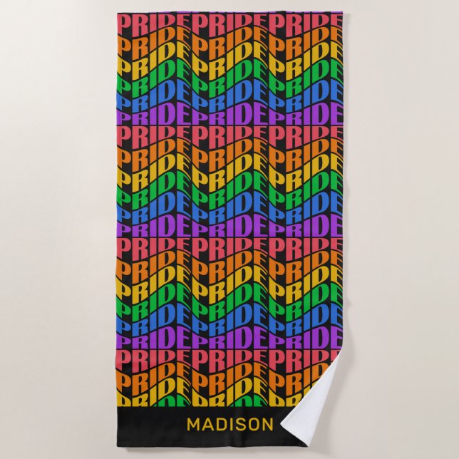Custom Name Pride Beach Towel (Front)