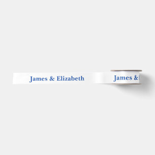 Custom Name Professional Minimalist Plain Blue Satin Ribbon