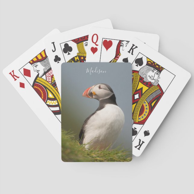 Custom name Puffin playing cards (Back)