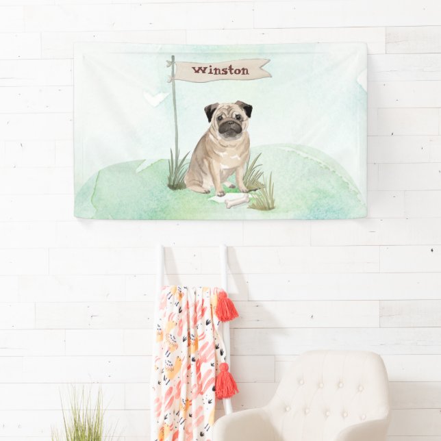 Custom Name Pug Pet Dog Banner (Insitu)