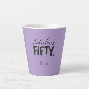 Custom Name - Purple Fabulous Fifty Latte Mug