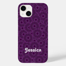 Custom name purple flowers on black