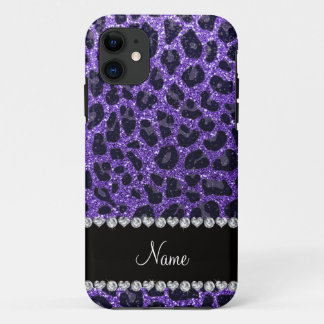 Custom name purple glitter leopard spots Case-Mate iPhone case