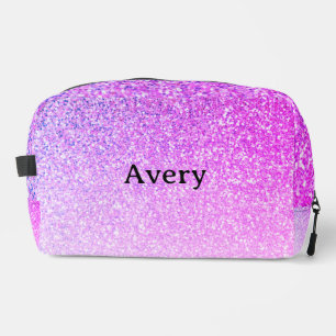 Custom Name Purple Glitter Texture Pattern Dopp Kit