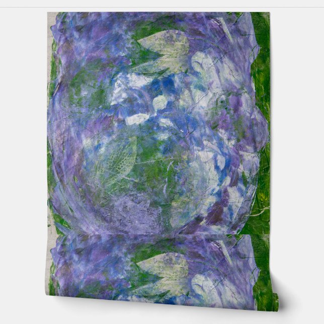 Custom Name Purple Green Abstract Painted Wallpaper (Unrolling)