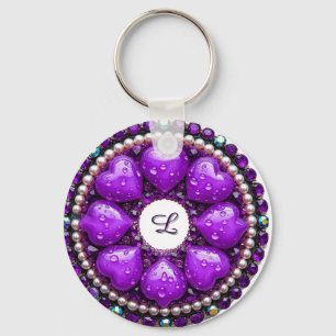 💜 Custom Name Purple Heart Jewellery Gift Idea 💜 Key Ring