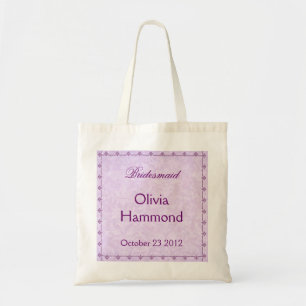 CUSTOM NAME Purple Lace Bridesmaid Wedding Tote Bag