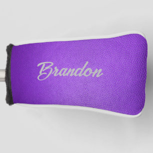 Custom name purple leather golf head cover