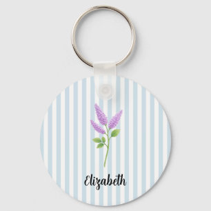 Custom Name Purple Lilac Painting Stripe Key Ring
