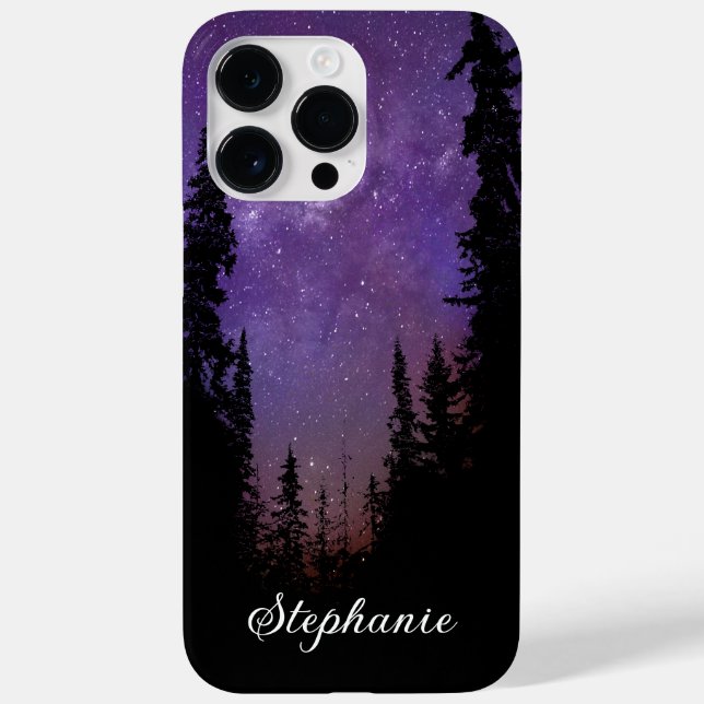 Custom Name Purple Night Sky Forest Milky Way Case (Back)