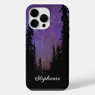 Custom Name Purple Night Sky Forest Milky Way Case
