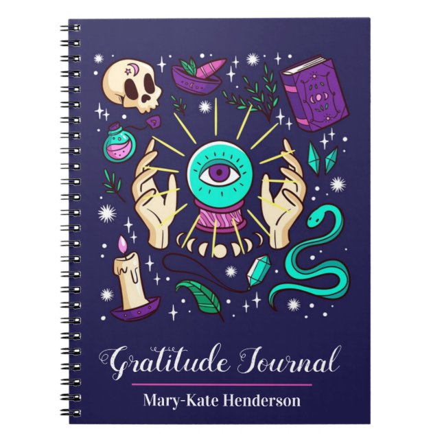 Custom Name Purple Palmistry Fortune Teller Notebook (Front)