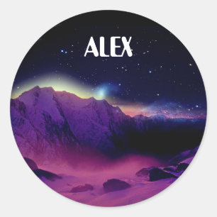 Custom Name Purple Planet Galaxy Space Sticker