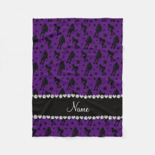 Custom name purple roller derby stars fleece blanket